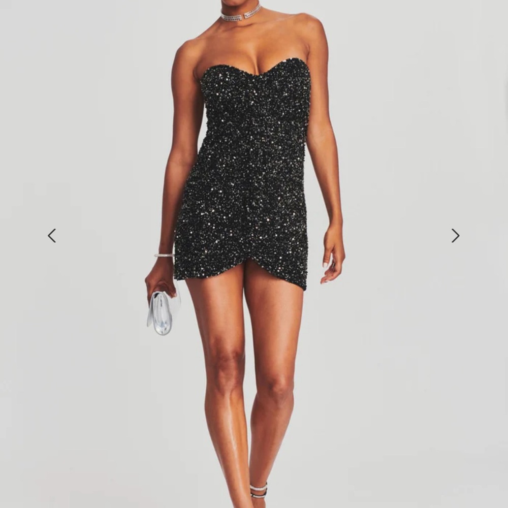Hannah Sequin Dress Retrofete Elegant Black Strapless Dress